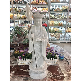Mua Tượng địa tạng vương bồ tát đứng đài sen đá cẩm thạch trắng - Cao 60 cm