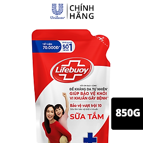 Sữa tắm Lifebuoy 850g Bảo vệ vượt trội 10 giúp bảo vệ khỏi 99.9% vi khuẩn và ngăn ngừa vi khuẩn lây lan trên da tốt nhất