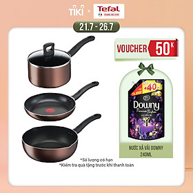 Combo Chảo chiên Tefal Day By Day G1430405 24cm & Nồi cán dài/ quánh G1432305 18cm & Chảo chiên sâu lồng G1436405 24cm - Dùng mọi loại bếp - Chấm đỏ báo nhiệt thông minh - Hàng chính hãng