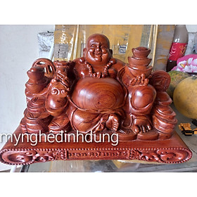 Tượng phật di lặc để bàn tiếp khách bằng gỗ hương đá kt 40×23×22cm 