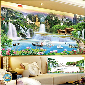 Mua Tranh đính đá phong cảnh thiên nhiên giao hòa khổ lớn 200x90cm và 160x75cm