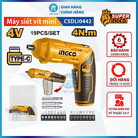 Mua Máy bắn vít mini dùng pin 4v INGCO CSDLI0442 máy siết vít có đèn led đảo chiều đầu lục giác 1/4  moomen xoắn 4Nm