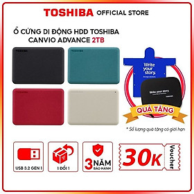 Ổ cứng di động Toshiba Canvio Advance Hàng Chính Hãng - 2TB - Màu Đen