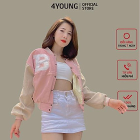 Áo khoác bomber nữ croptop dang lửng