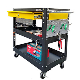 Mua Xe đẩy 3 tầng màu đen 1 hộc kéo vàng và phụ kiện Xi mạ
