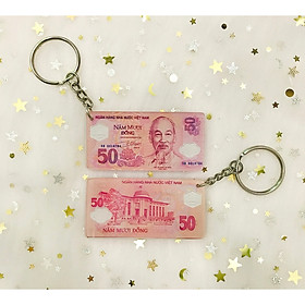 MÓC KHÓA HÌNH TIỀN XƯA - Tờ tiền 50 đồng kỷ niệm polyme 50 năm thành lập ngân hàng nhà nước