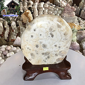 Trụ Đá Thạch Anh Bông Vàng Phong Thủy TAV125 nặng 5.6Kg kích thước 26x19cm (trắng vàng) – Vật phẩm phong thủy may mắn