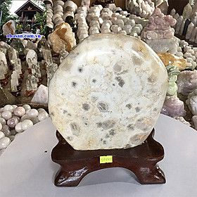 Mua Trụ Đá Thạch Anh Bông Vàng Phong Thủy TAV125 nặng 5.6Kg kích thước 26x19cm (trắng vàng) – Vật phẩm phong thủy may mắn