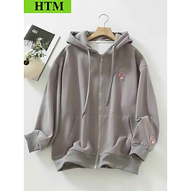 Áo Khoác Hoodie Nam Nữ Form Rộng Có Nón Chống Nắng Thêu Hình Gấu Chất Liệu Nỉ Bông Mềm Mịn Hot Trend HTM FASHION - Xám