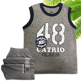 BỘ THUN BÉ TRAI CATRIO IN SỐ 48 là bộ đồ mùa hè của bé trai từ 1 tuổi 12kg đến 10 tuổi 35kg, gồm QUẦN ĐÙI + ÁO SÁT NÁCH, vải 100% cotton đạt chuẩn xuất khẩu, thích hợp với trẻ em mặc ở nhà, đi chơi rất thoáng mát, giúp các bé hạnh phúc