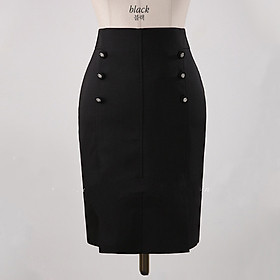 Váy bút chì dáng ngắn thiết kế phối nút duyên dáng vải kaki thun co giãn, thoáng mát - Shop váy công sở Bigsize Ms09