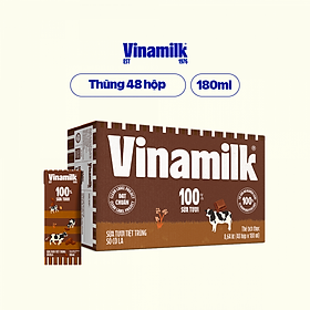 Thùng 48 Hộp Sữa Tươi Tiệt Trùng Vinamilk 100% Sôcôla (180ml / Hộp)