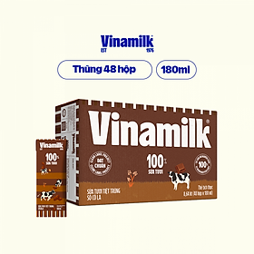 Thùng 48 Hộp Sữa Tươi Tiệt Trùng Vinamilk 100% Sôcôla  (180ml / Hộp)