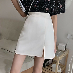 Chân váy nữ,chân váy chữ a ngắn xẻ trước kèm quần trong vải tuyết mưa