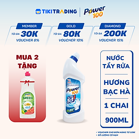 Chai Nước Tẩy Bồn Cầu Và Nhà Tắm POWER100 Hương Bạc Hà 900ml