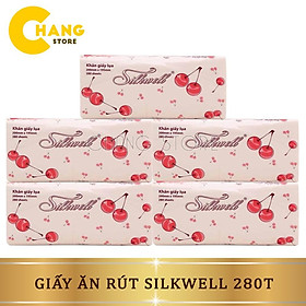 Khăn giấy rút silkwell 280 tờ Cherry đỏ loại giấy ăn trắng, dai