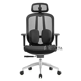 Mua Ghế làm việc giảm đau lưng hạn chế đau vai gáy CM4560-M Nội thất Capta Ghế văn phòng lưng lưới nệm vải có tựa đầu hỗ trợ cột sống tay nhựa chữ T điều chỉnh được