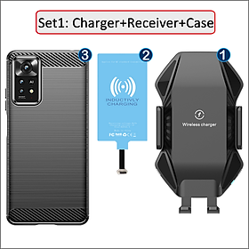 Máy thu sạc không dây xe cho Xiaomi Redmi Note 9S 10S 11S 9 10 11 Pro 5G Bộ sạc không dây có giá đỡ USB Type-C