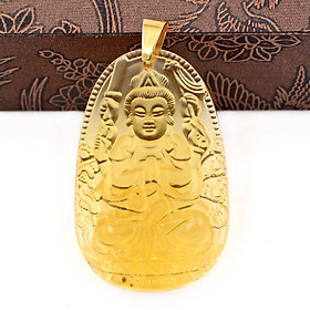 Mặt dây chuyền phật Thiên Thủ Thiên Nhãn thủy tinh vàng 3.6cm - phật bản mệnh tuổi Tý - Mặt size lớn