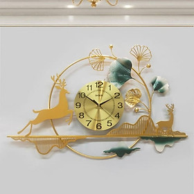 Mua Đồng Hồ Treo Tường Trang Trí Decor  DH11 kim trôi quartz hoa mai vàng nội thất cỡ lớn