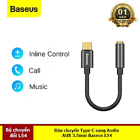 Đầu chuyển Type C sang Audio AUX 3.5mm Baseus L54 Type-C Male to 3.5mm