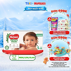 Tã/Bỉm dán Huggies Platinum NatureMade M64/L54/XL44 - Gói Jumbo - Hàng chính hãng