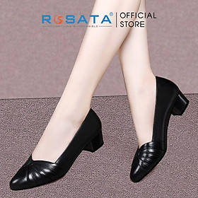 Giày búp bê ROSATA RO462 mũi nhọn êm chân gót vuông cao 4cm xuất xứ Việt Nam - Đen