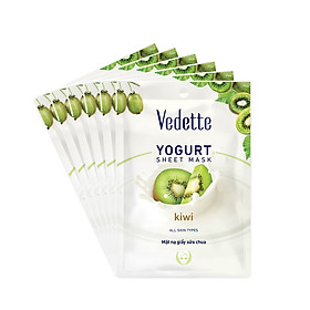 Combo 6 Mặt Nạ Giấy Sữa Chua Dưỡng Ẩm Vedette Kiwi (Sáng Da) - Gói 22ml
