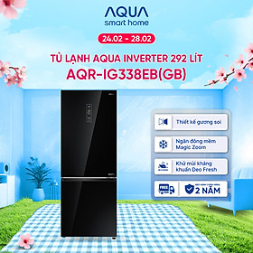 Tủ lạnh ngăn đông dưới Aqua 292 Lít AQR-IG338EB(GB) - Freeship toàn quốc - Bảo hành 2 năm - Hàng chính hãng