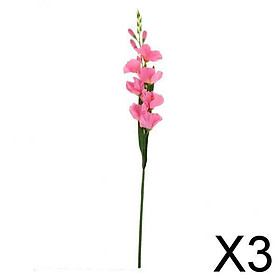 3xArtificial Simulation Gladiolus Flower Stem Wedding Home Decor  Pink