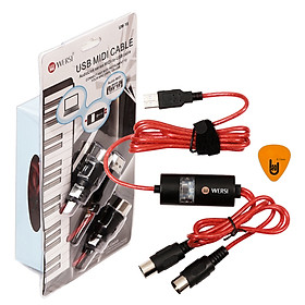 Mua Dây Cáp Midi To USB Cable Cao Cấp Cho Organ  Keyboard WERSI UM-18 (Kết nối truyền tín hiệu  âm thanh sang Computer  Laptop  PC  Smartphone - Hoặc từ Midi sang Midi) -  Kèm Móng Gảy DreamMaker