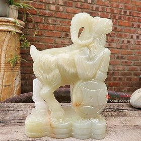 Mua Tượng dê 12 con giáp phong thủy đá ngọc Pakistan 20cm đá Non Nước