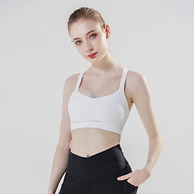 Áo tập Yoga Gym dây phối trắng BA507 Hibi Sports - Có mút nâng ngực bên trong - Trắng - 2XL