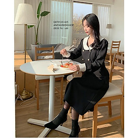 Q070120  ĐẦM SUÔNG VINTAGE CỔ SEN