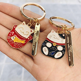 Móc khoá Mèo Thần tài béo Kim loại - MK14 (màu ngẫu nhiên)