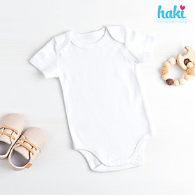 Bộ bodysuits (body liền) cộc tay vai chồm mềm mại, họa tiết thanh long xinh yêu cho bé trai bé gái HAKI BC006