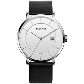 Đồng hồ nam Lobinni L3033-5 chính hãng Thụy Sỹ Kính sapphire ,chống xước ,Chống nước 30m,mặt trắng vỏ trắng (bạc) dây da đen ( nâu) xịn,Máy điện tử (Quartz) ,Bảo hành 24 Tháng,thiết kế đơn giản ,trẻ trung và sang trọng