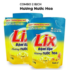 Combo 2 Túi nước giặt Lix Hương Nước Hoa Túi 3.5Kg - tẩy sạch cực mạnh vết bẩn - 2C-NGH07