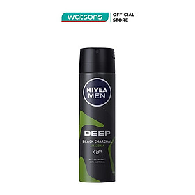 Xịt Ngăn Mùi Nivea Men Hương Rừng và Gỗ Đàn Hương Deep Black Charcoal Amazonia 150ml