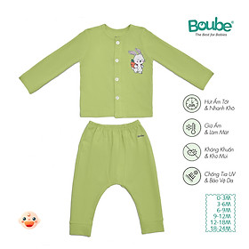 Bộ quần áo dài tay cúc thẳng cho em bé sơ sinh và trẻ nhỏ nhiều màu sắc Boube, Vải cotton organic thoáng mát- Size 0-24M