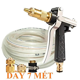 Bộ dây vòi xịt nước rửa xe, tưới cây . tăng áp 3 lần, loại 7m, 10m 206236 đầu đồng,cút đồng+ tặng đai