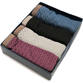 Hộp 4 chiếc quần sịp đùi nam thông hơi (Giao 4 màu khác nhau kèm hộp giấy)