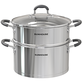 Mua Bộ nồi xửng Inox 5 đáy Sunhouse cao cấp AM507-24 - Tiêu chuẩn Mỹ - size 24cm -  Dùng cho mọi loại bếp