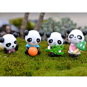 4 Piece Micro Landscape Mini Resin Bonsai Fairy DIY Garden Decor Cute Panda