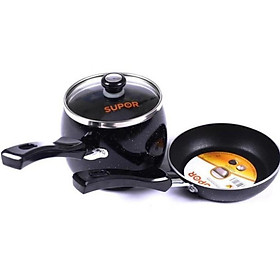 Mua Bộ nồi chảo chống dính Supor T0305/ Nồi 10cm + Chảo 12cm (Màu Đen)