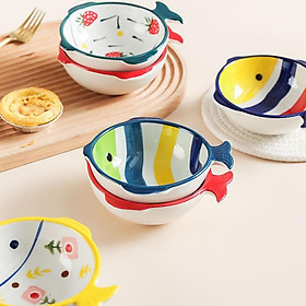Mua Chén to hình cá - Gốm sứ decor hàng cao cấp khử chì Bát đựng đồ ăn dặm thu hút bé - hàng siêu dầy bóng đẹp