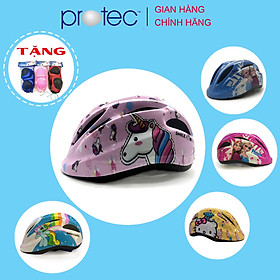 Nón bảo hiểm xe đạp trẻ em Protec SMILE cho bé gái, họa tiết đáng yêu, năng động, có đèn hậu an toàn- Hàng chính hãng - PONY Hồng - size S