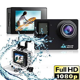 Camera 4K HD DV Camera thể thao hai màn hình lặn trên không 30M có điều khiển từ xa Camera hành động chống nước Wifi cho mũ bảo hiểm xe đạp