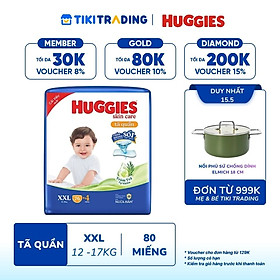 Tã/bỉm quần Huggies Skin Care Mega Jumbo XXL76+4 miếng với tràm trà dịu da