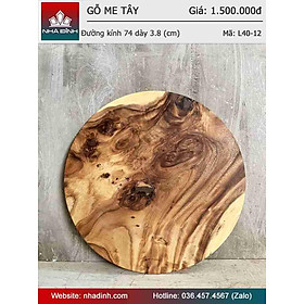 Mua Mặt Bàn Tròn Gỗ Me Tây Nguyên Khối Đường Kính 74 Dày 3.8 (cm)